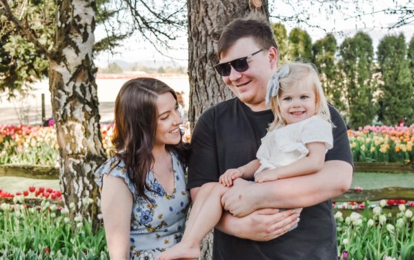 With her birth parents