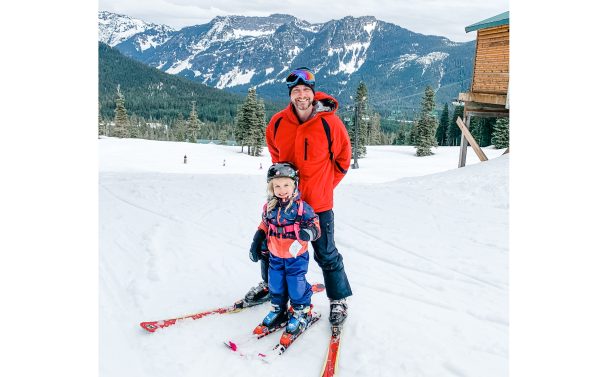 Skiing in the mountains near us